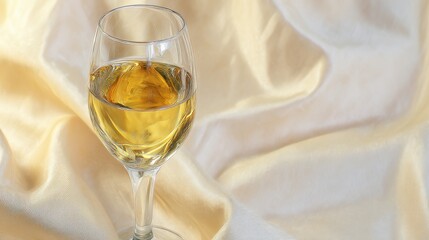 guest. Elegant white wine glass with golden liquid on a softly lit table setting. bar promotions, beverage menus, designed for food & beverage menus and cafe branding, used by ux designers.