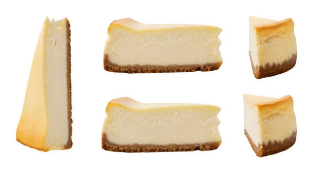 birthday cake isolated created with Generative AI, cheesecake slices isolated, cake slices, chocolate cake, red velvet cake, flan cake, blackberry cake slice, decorative birthday cake slices png - Powered by Adobe