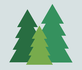 Christmas trees flat design card background. Forest. Vector illustration.