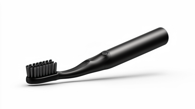 Black Electric Toothbrush on Transparent Background