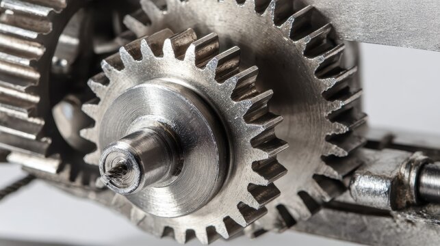 clockwork. A close-up of a complex mechanical gear mechanism with a central gear jammed. event key visuals, club posters, designed for sports event promotions and stadium branding.