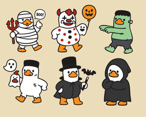 Duck Halloween Costume ghost cartoon vector
