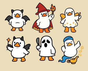 Duck Halloween Costume ghost cartoon vector