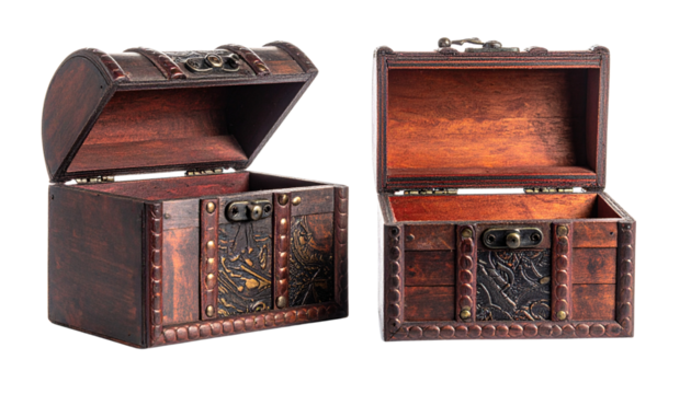 Ornate historical storage chest isolated on transparent background