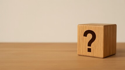 A wooden block with a question mark, representing inquiry, curiosity, challenges, and the search for answers and understanding