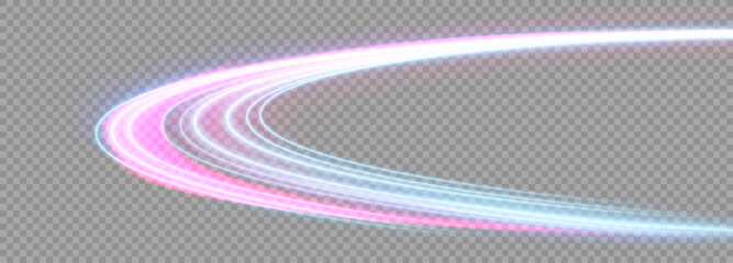 Vector dark blue abstract background with ultraviolet neon glow, blurry light lines, waves. High speed effect motion blur night lights blue and red. Magic shining neon light line trails.