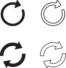 Collection of four circular arrow icons representing refresh reload and repeat actions