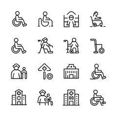 Healthcare, Hospital, and Rehabilitation Outline Icons