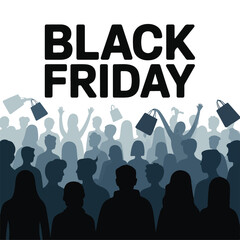 Vector Illustration of People Carrying Shopping Bags on Black Friday