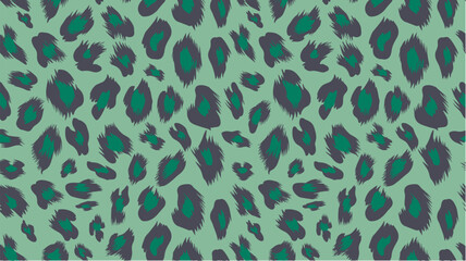 Seamless leopard print pattern in emerald and light green palette