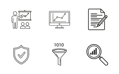 Massive Line Art Corporate Icon Mega Bundle: Business Strategy, 24/7 Service, Global Teamwork, Digital Tech, and Growth Solutions