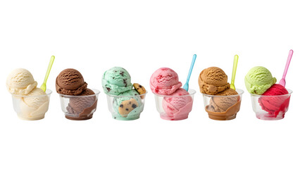 set of ice cream scoop isolated on white, Ice cream sundae in a glass bowl, with scoops of ice cream, isolated on transparent background, ice cream in glass bowl