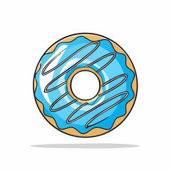 Delicious and Colorful Donut with Blue Icing A Sweet Treat Illustration