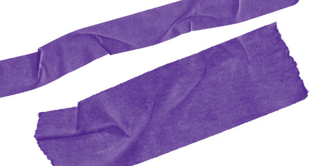 Abstract flowing purple ribbons with texture isolated on transparent background