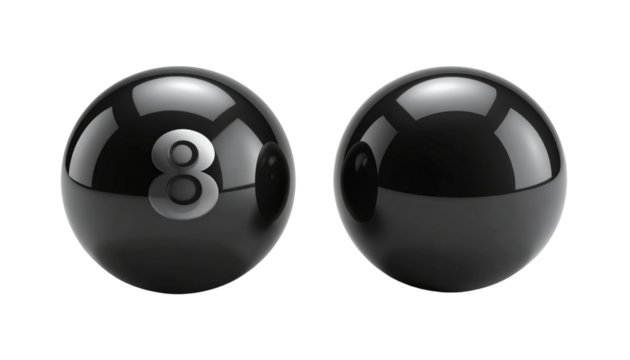 Black 8 ball isolated on transparent background