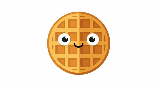 Joyful cartoon waffle with a happy face, perfect for cheerful food branding and kid friendly designs