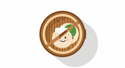 Delightfully cute steamed dumplings with a smiling face in a bamboo steamer, perfect for Asian cuisine promotions and food blog content