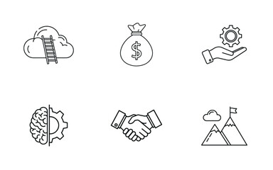 Finance & Strategy Icon Pack: Aspiration, Wealth, Business Management, and Ultimate Goal Achievement Vector