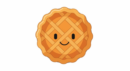Adorable smiling pie character brings joy and sweetness to any design project, perfect for food blogs, kids' content, and cheerful branding.