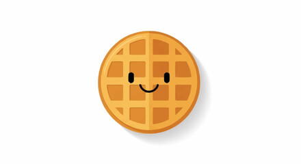 Delightful cartoon waffle character with a happy, smiling face, perfect for food branding and cheerful designs