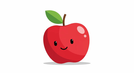 Adorable smiling red apple with green leaf bringing joy and healthy vibes to any design project or educational material