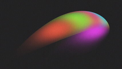 Vibrant Gradient Abstract Shape with Neon Light grainy Texture on Black Background – Modern Digital Art Design