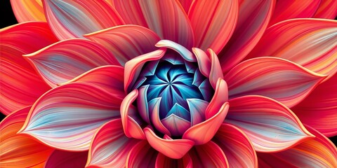 Intricate, swirling petals form a stylized blossom in vibrant hues,   geometric flower,   fabric