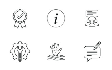 Outline Service & Support Icon Bundle: Quality, Information, Help, & Settings Vector Pack