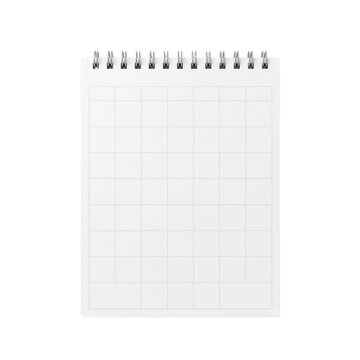 Blank square spiral wirebound desk calendar mockup grid