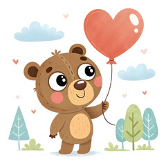 cartoon bear holding heart