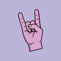 Heavy Metal Rock Hand Sign Illustration: Pink Skin Tone