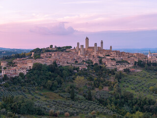 Fototapeta premium San Gimignano Morning Drone Shot