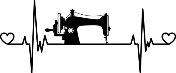 Sewing Heartbeat Vector Art