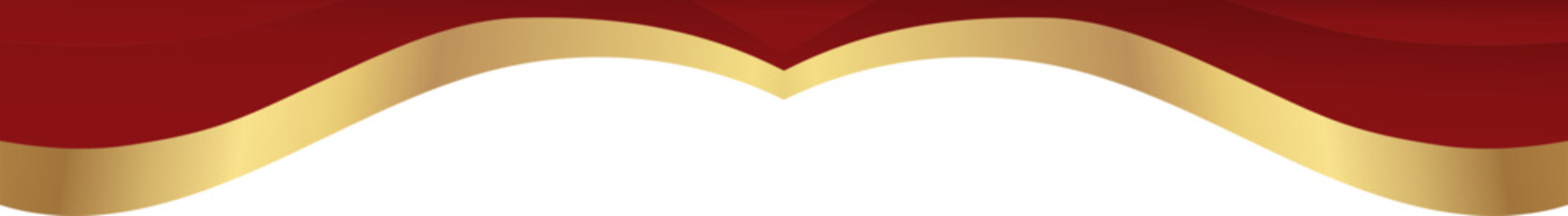 Luxury red and gold foil corner border with elegant metallic crimson curve edge, featuring a gradient curve and ribbon accent for premium invitations, packaging, labels and graphic templates.