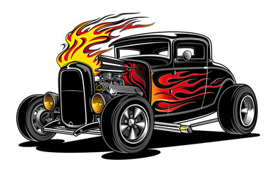 Vintage Hotrod Racing Car Vector illustration