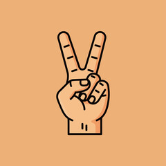 Hand Making Peace or Victory V Sign Gesture Vector Illustration