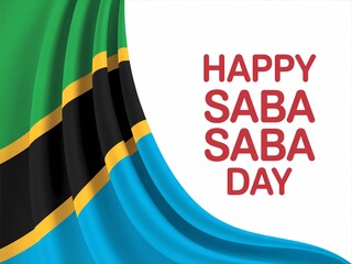Happy saba saba day celebration with the vibrant flag of tanzania waving