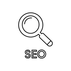 Magnifying glass over SEO text