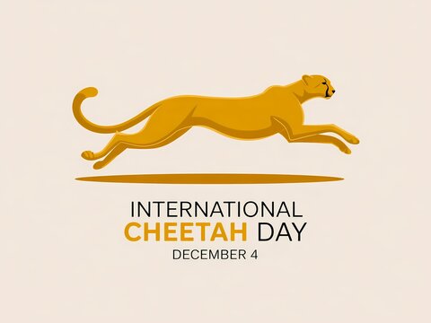 Illustration of a running cheetah celebrating international cheetah day on december 4th - Powered by Adobe