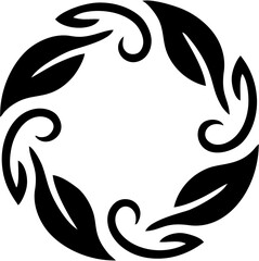 curved shapes of leaf and breeze merging into circular motion