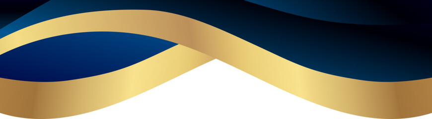 Luxury navy blue and gold foil corner border with elegant metallic gold accent corner, smooth gradient arc and ribbon trim, perfect for premium packaging, invitations, labels and graphic templates.