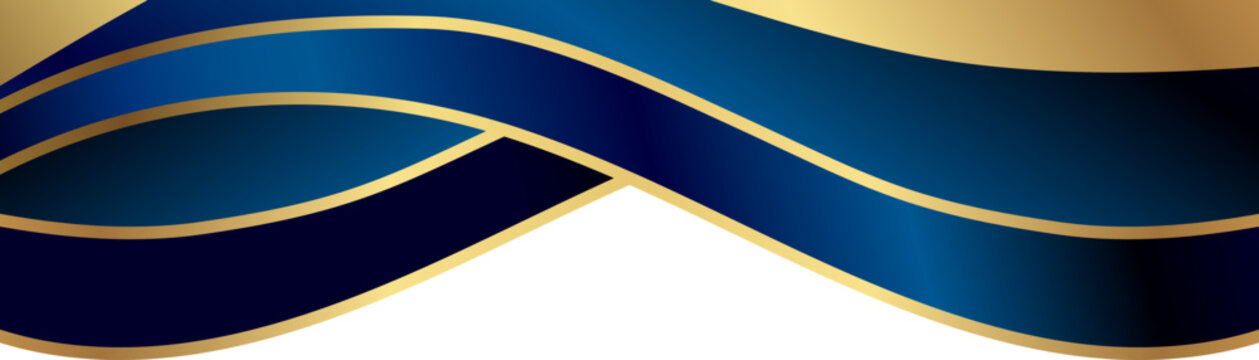 Luxury navy blue and gold foil corner border with elegant metallic crest gold border, smooth gradient arc and ribbon trim, perfect for premium packaging, invitations, labels and graphic templates.
