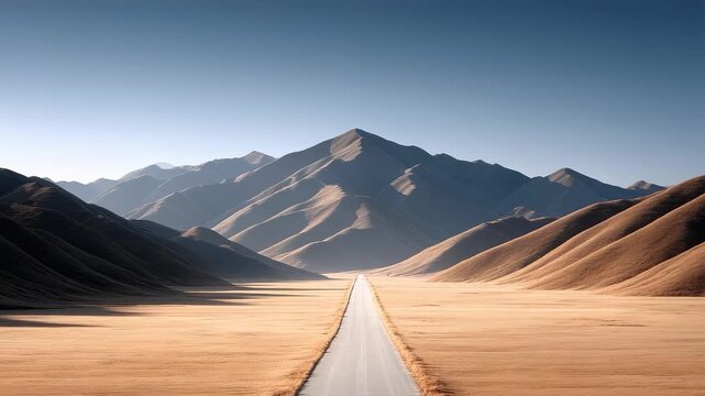 Straight Plateau Highway Surrounded by Mountains