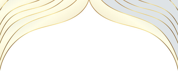 Elegant soft gold and champagne foil wave corner border with smooth metallic polished foil edge, ideal for luxury invitations, packaging, labels, and premium graphic templates.