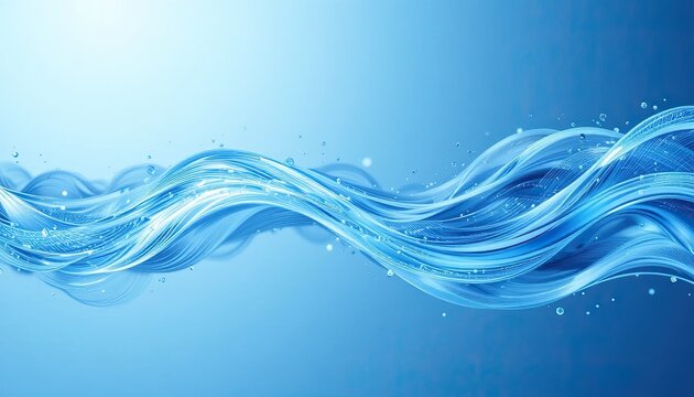 A stock illustration of a transparent airflow wind wave with gentle blue motion lines for an air conditioner or a fresh breeze