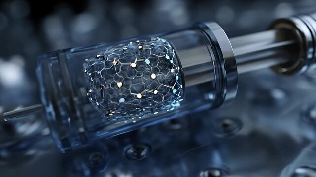 Nanotechnology Syringe with Digital Network Core on Metallic Surface