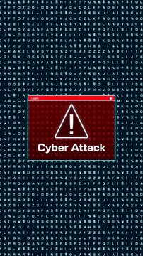 System hacked, system warning, encryption, binary code. Computer crime, antivirus software, system reboot, network security, privacy. Vertical format, 3D animation