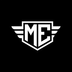 ME Logo vector image of initial shield with wing outline and simple shield