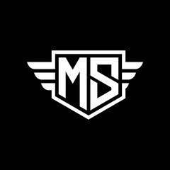MS Logo vector image of initial shield with wing outline and simple shield