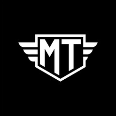 MT Logo vector image of initial shield with wing outline and simple shield